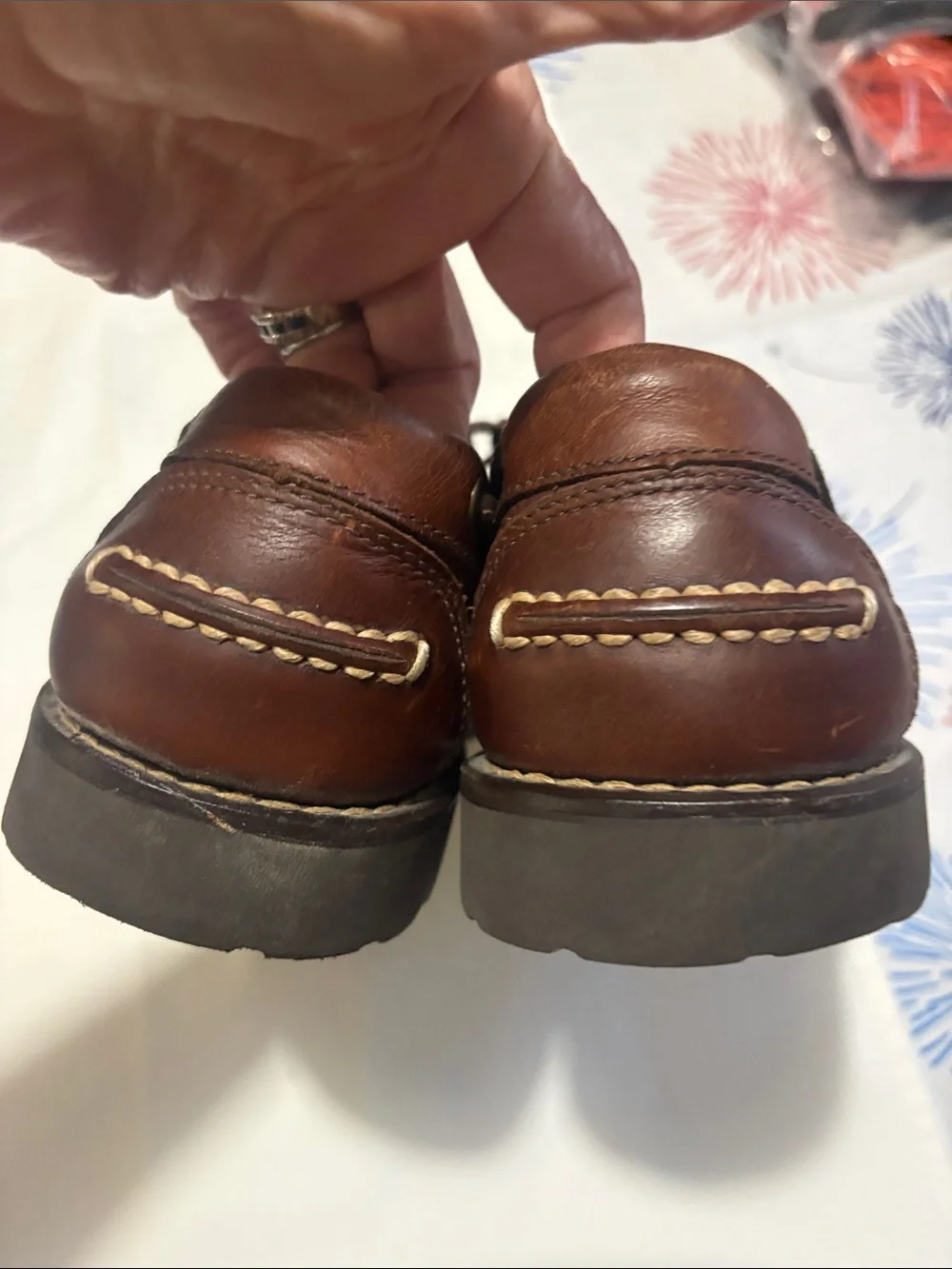 MENS LL BEAN HAND SEWN BROWN LOAFER OXFORD SHOES